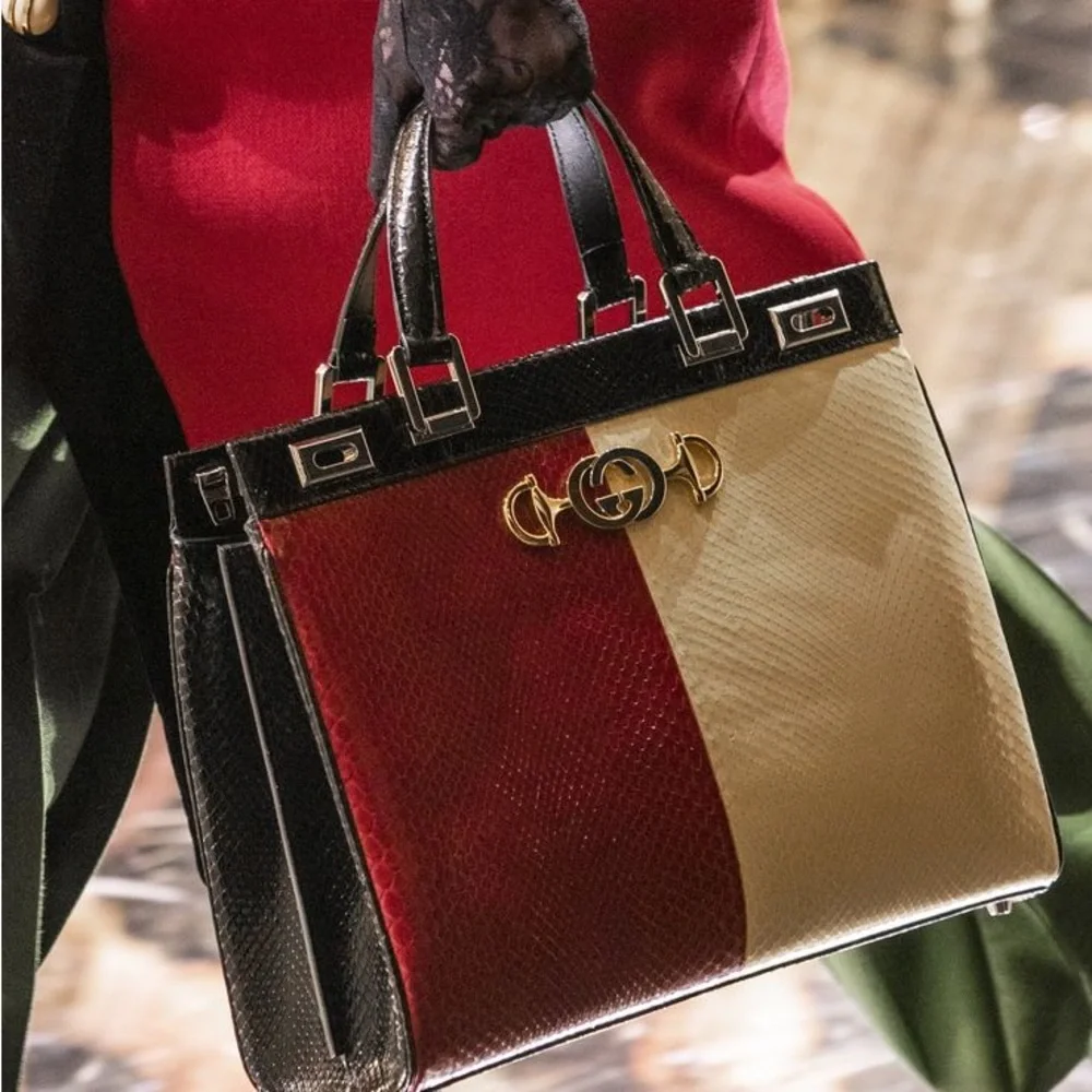 Gucci Python Colorblock Horsebit GG Zumi Shoulder Bag - Picture 9 of 9